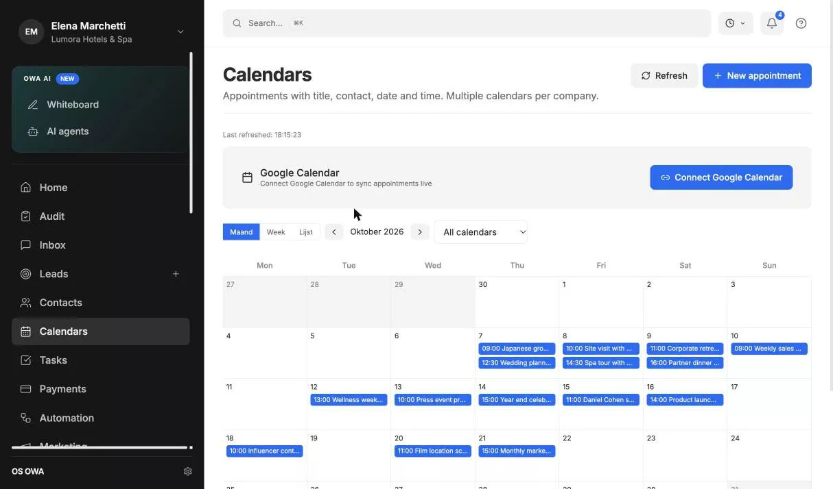 OWA OS calendars