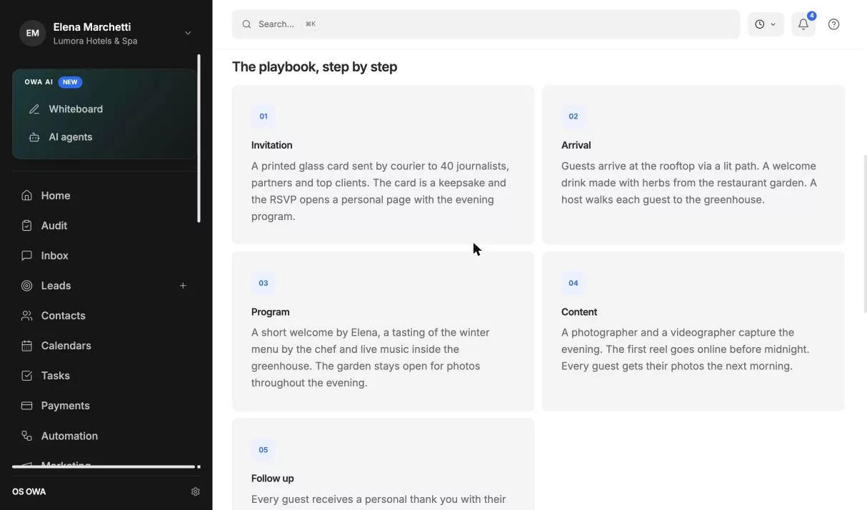 OWA OS event playbook